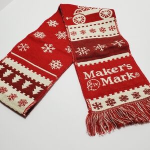 Maker's Mark  Red & White Scarf Christmas Theme 68x7"